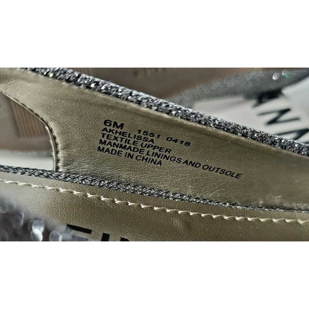 Anne Klein Women's Size 6 Metallic Silver Helissa Embellished Slingback Sandals - Picture 6 of 10